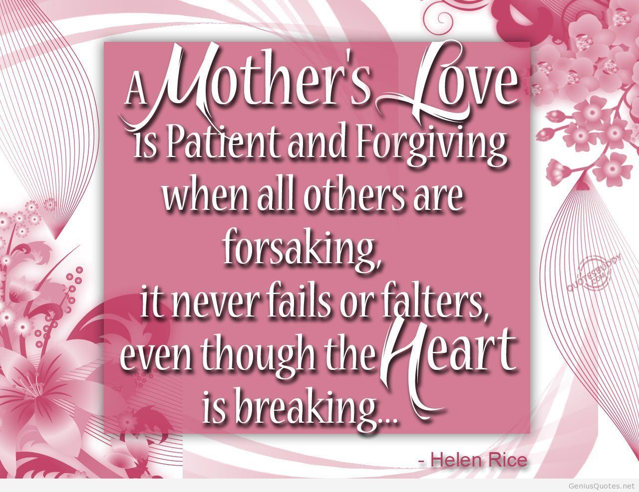 Mother love quote HD wallpaper Helen Rice