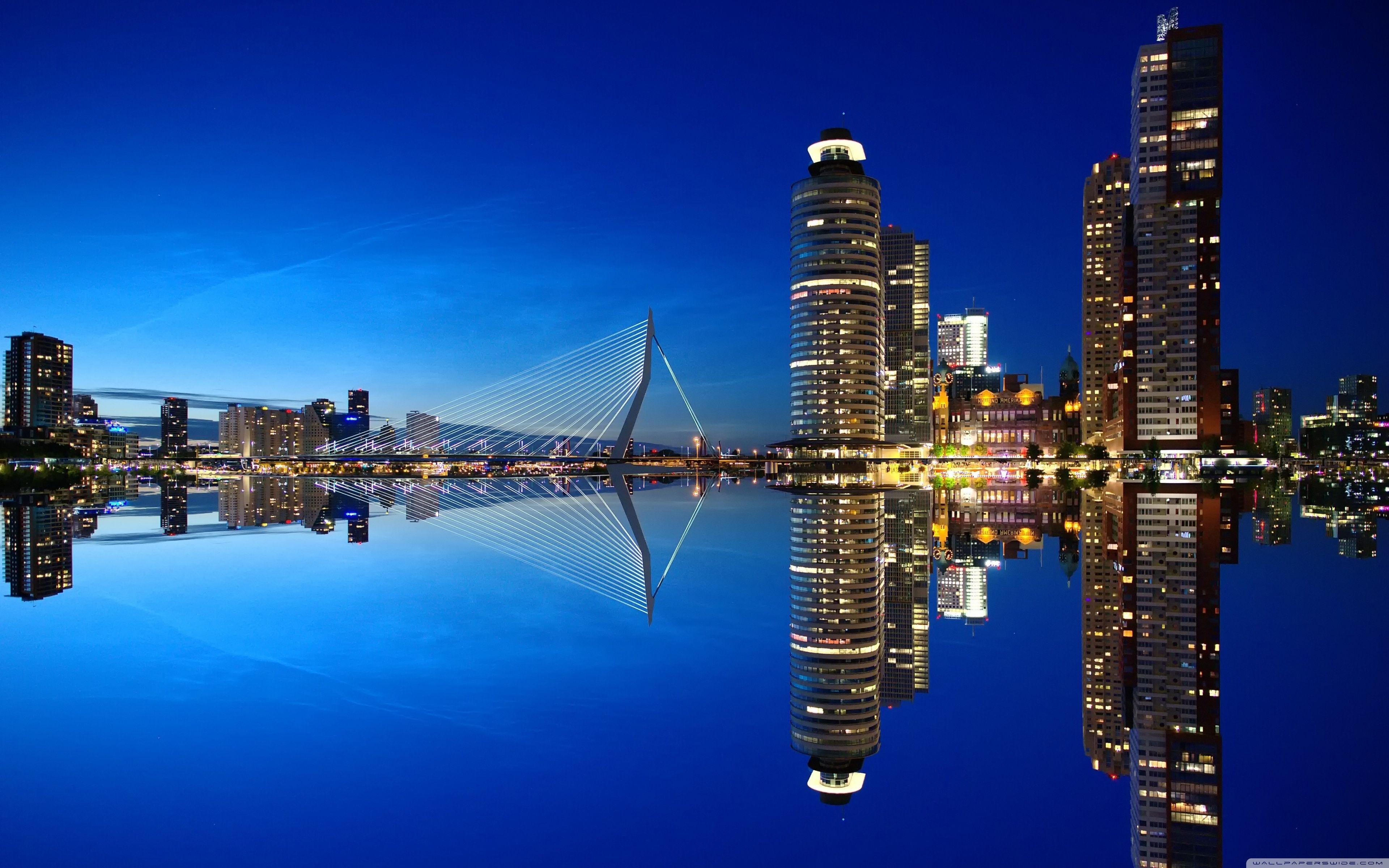 Rotterdam Skyline Night ❤ 4K HD Desktop Wallpaper for 4K