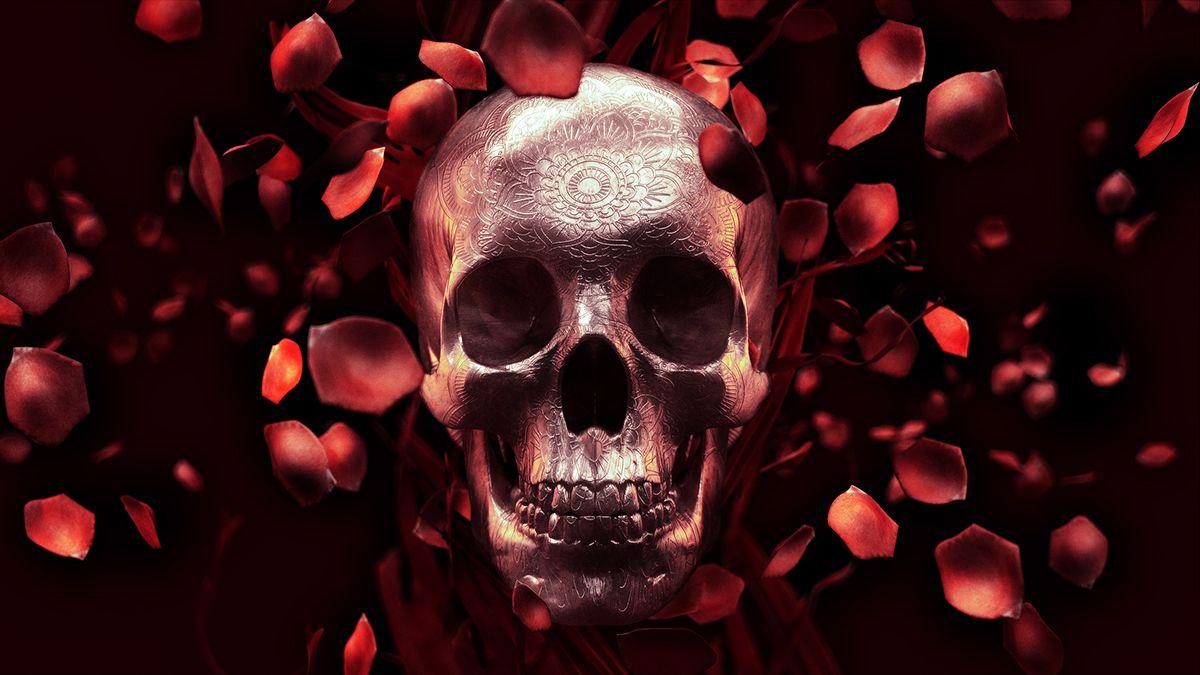 Rose Petal Skull- Free Wallpaper