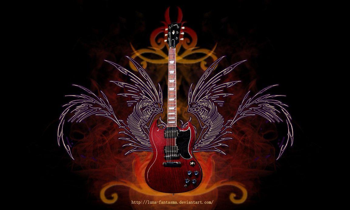 Red Guitar Wallpaper By Luna Fantasma By Luna Fantasma