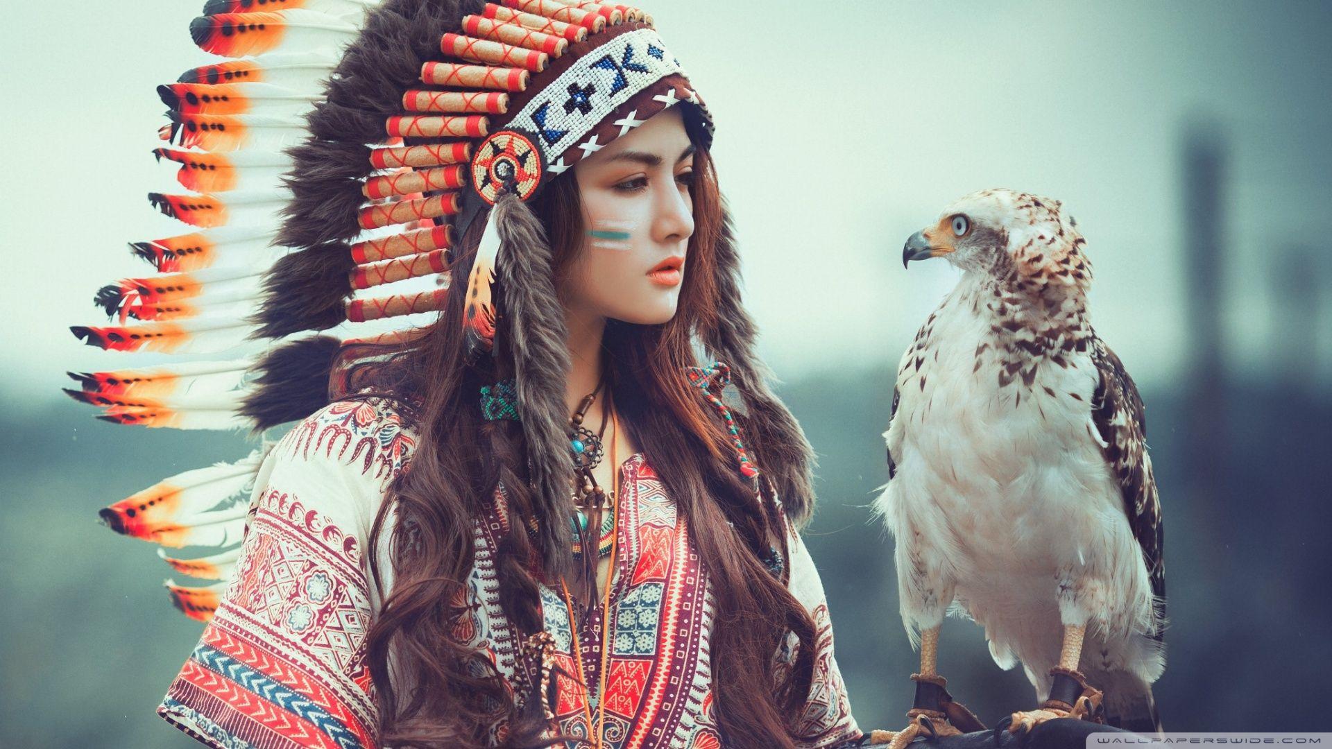 Native American Girl with Eagle ❤ 4K HD Desktop Wallpaper for 4K