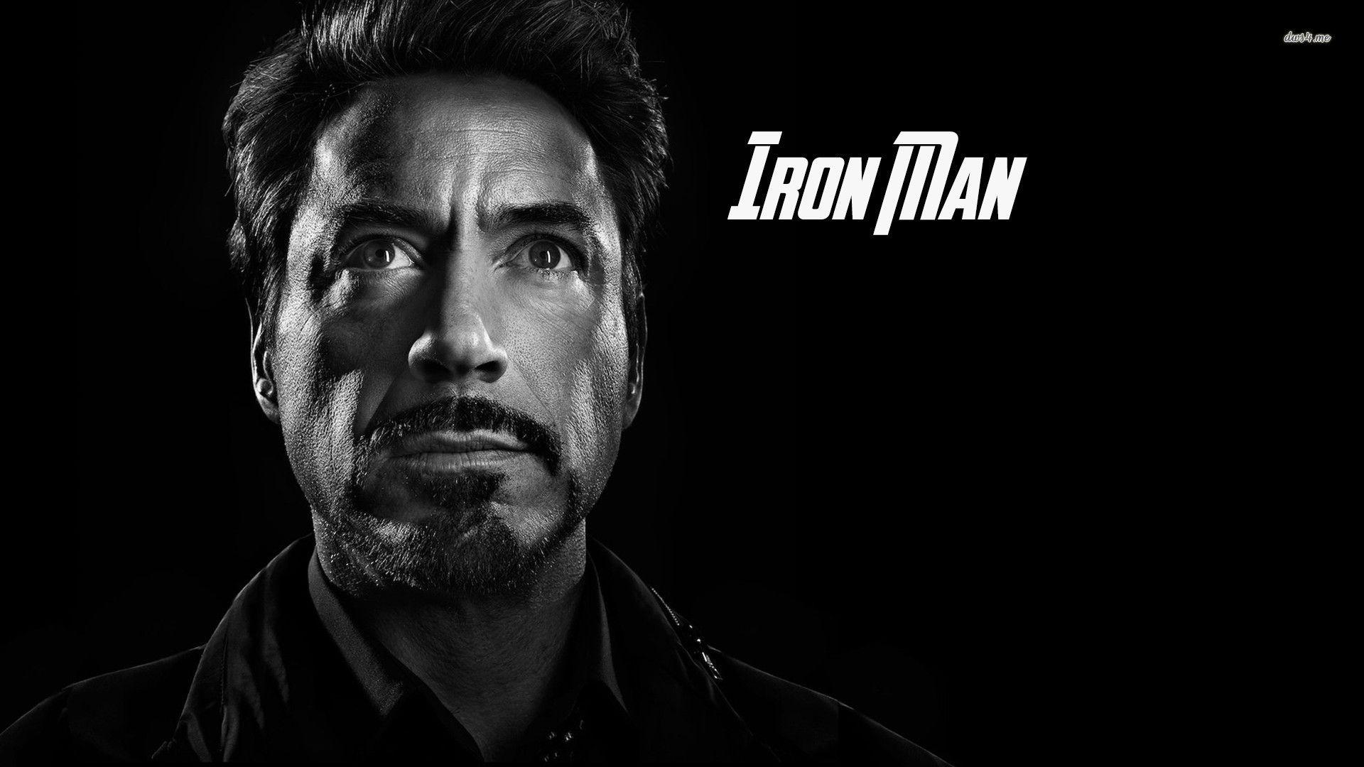 Black and white Tony Stark Avengers wallpaper