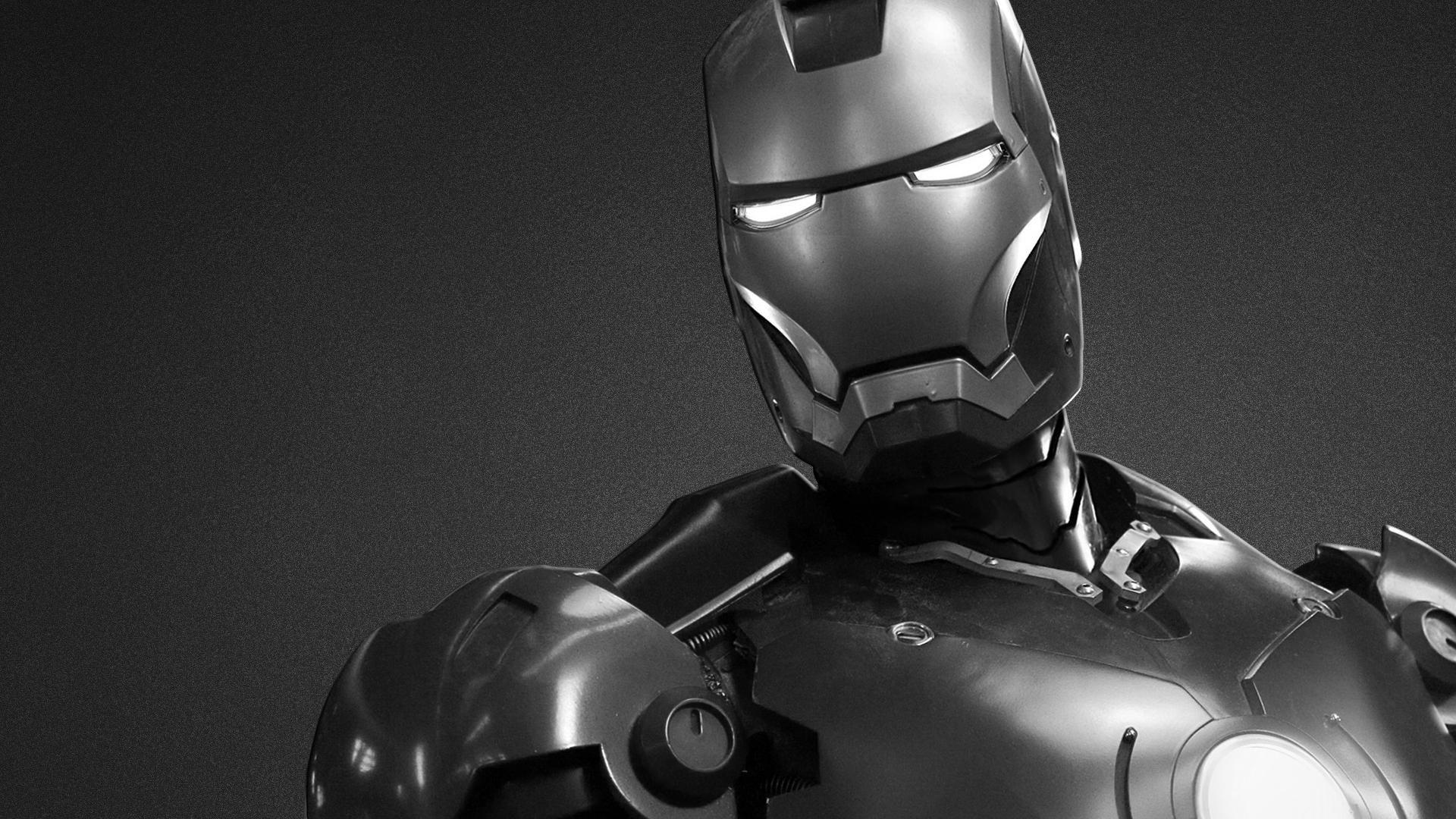 Light black and white iron man movies grayscale wallpaper