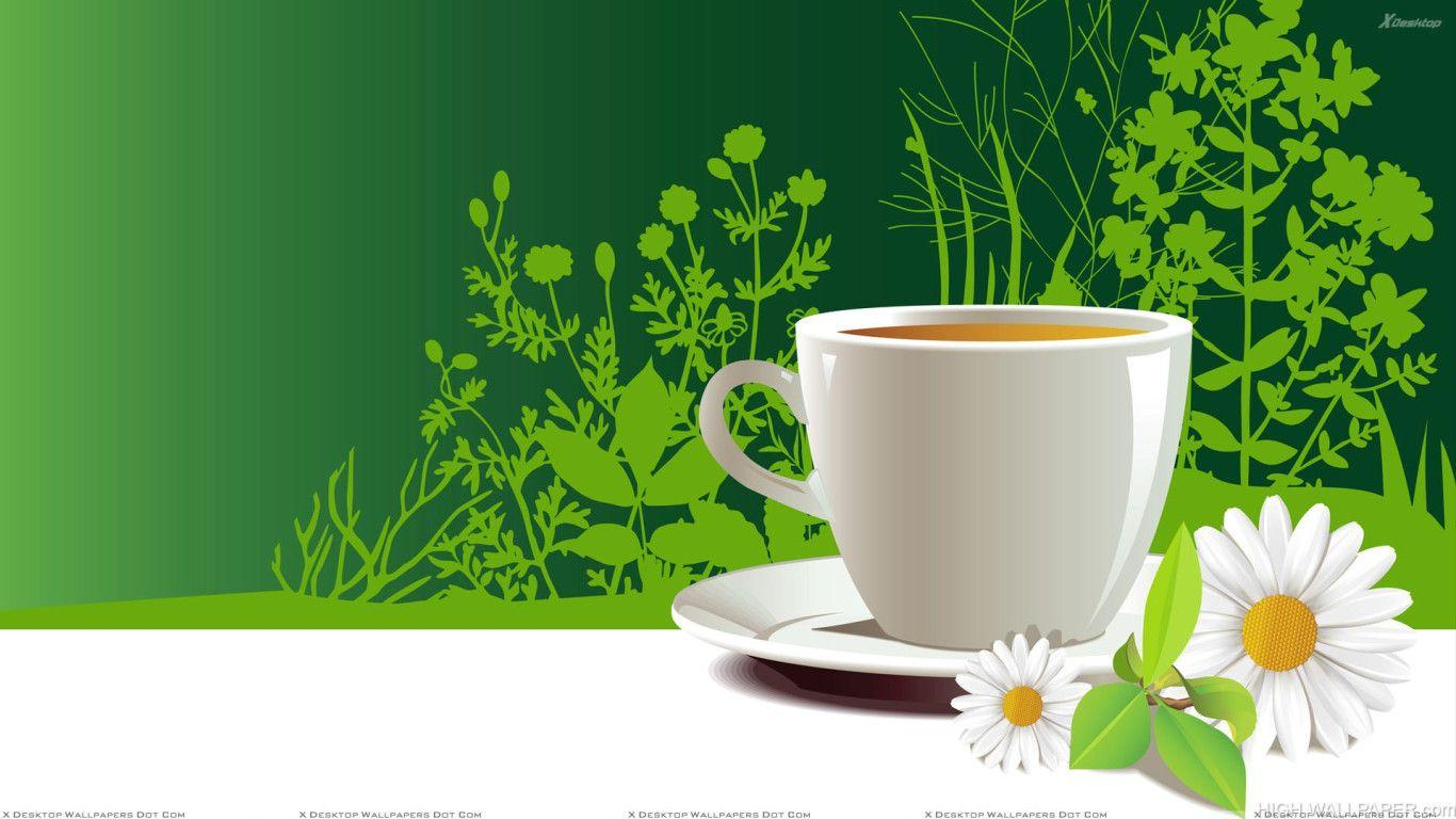 White Artistic Cup Of Tea in Plate with Flower HD Wallpaper