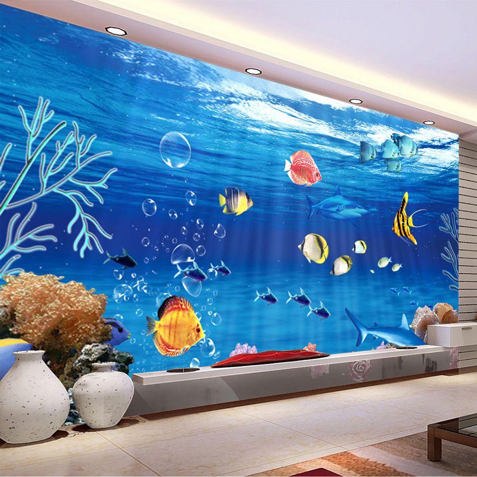 Custom Wall Mural Wallpaper 3D SeaWorld Backdrop Decorative Painting