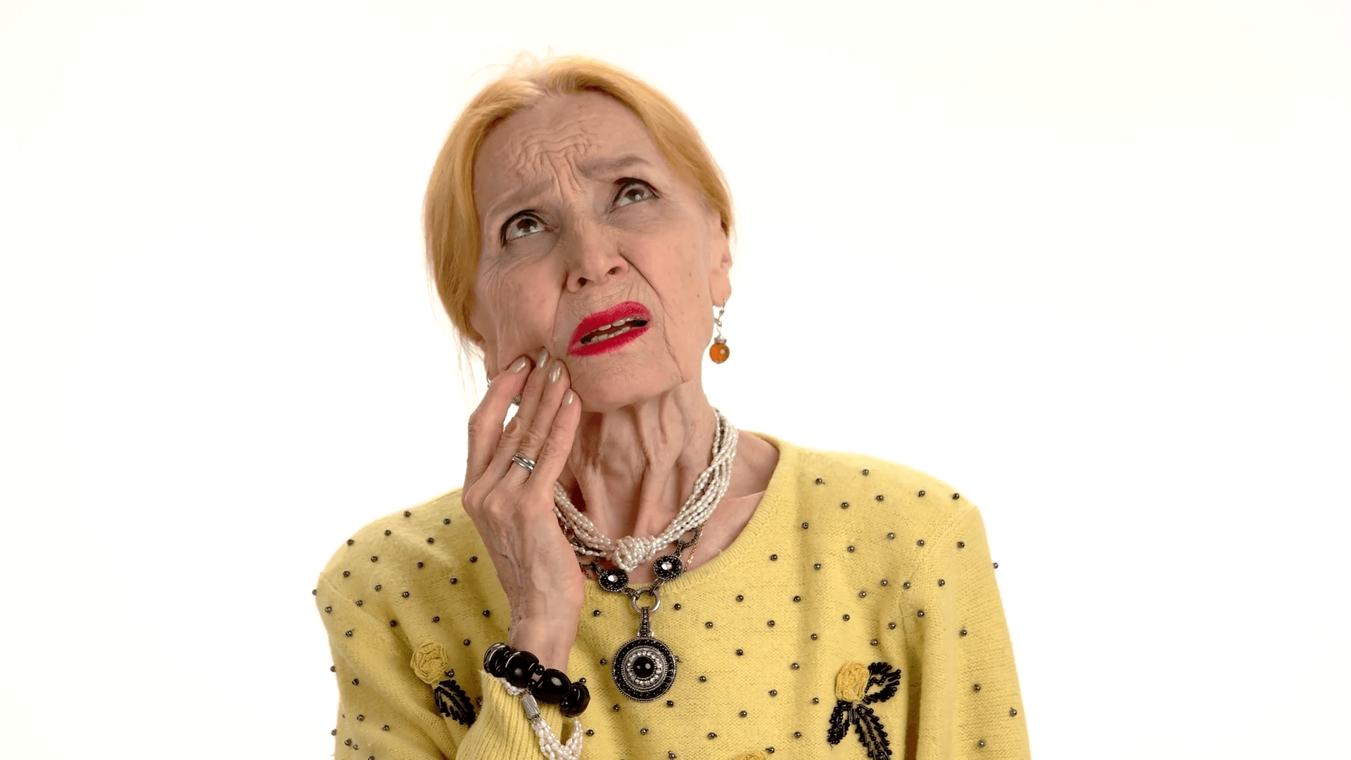 Toothache, Black Woman in Tooth Pain, white Background Stock Video