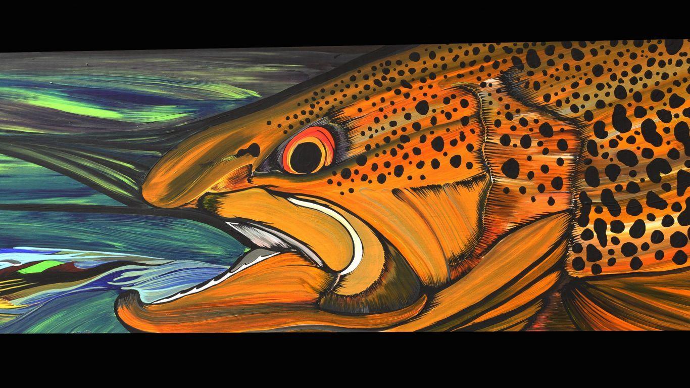 Fishes: Sport Fishing Fish Bass Fishes Trout Artwork Painting Moving