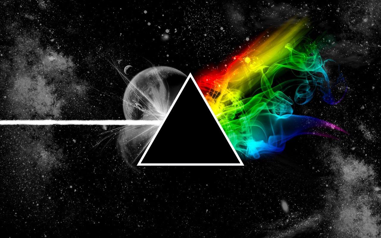 Download wallpaper 1280x800 pink floyd, triangle, space, planet