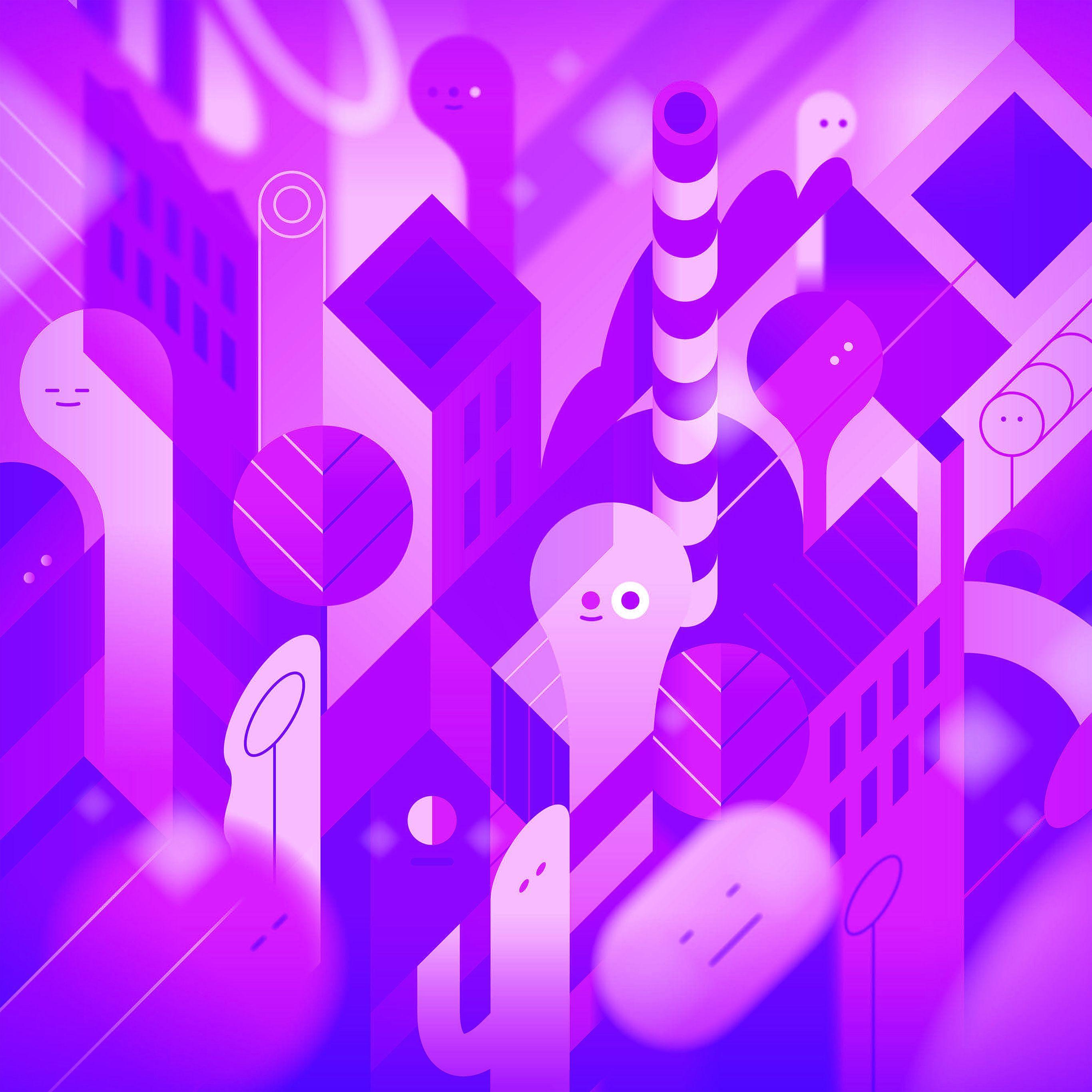 Android Lollipop Lg Purple Cute Illust Pattern