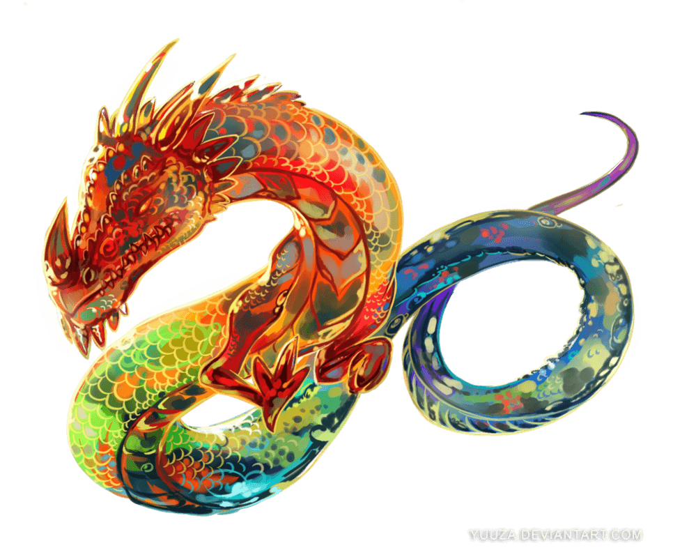 Rainbow dragon tattoo art