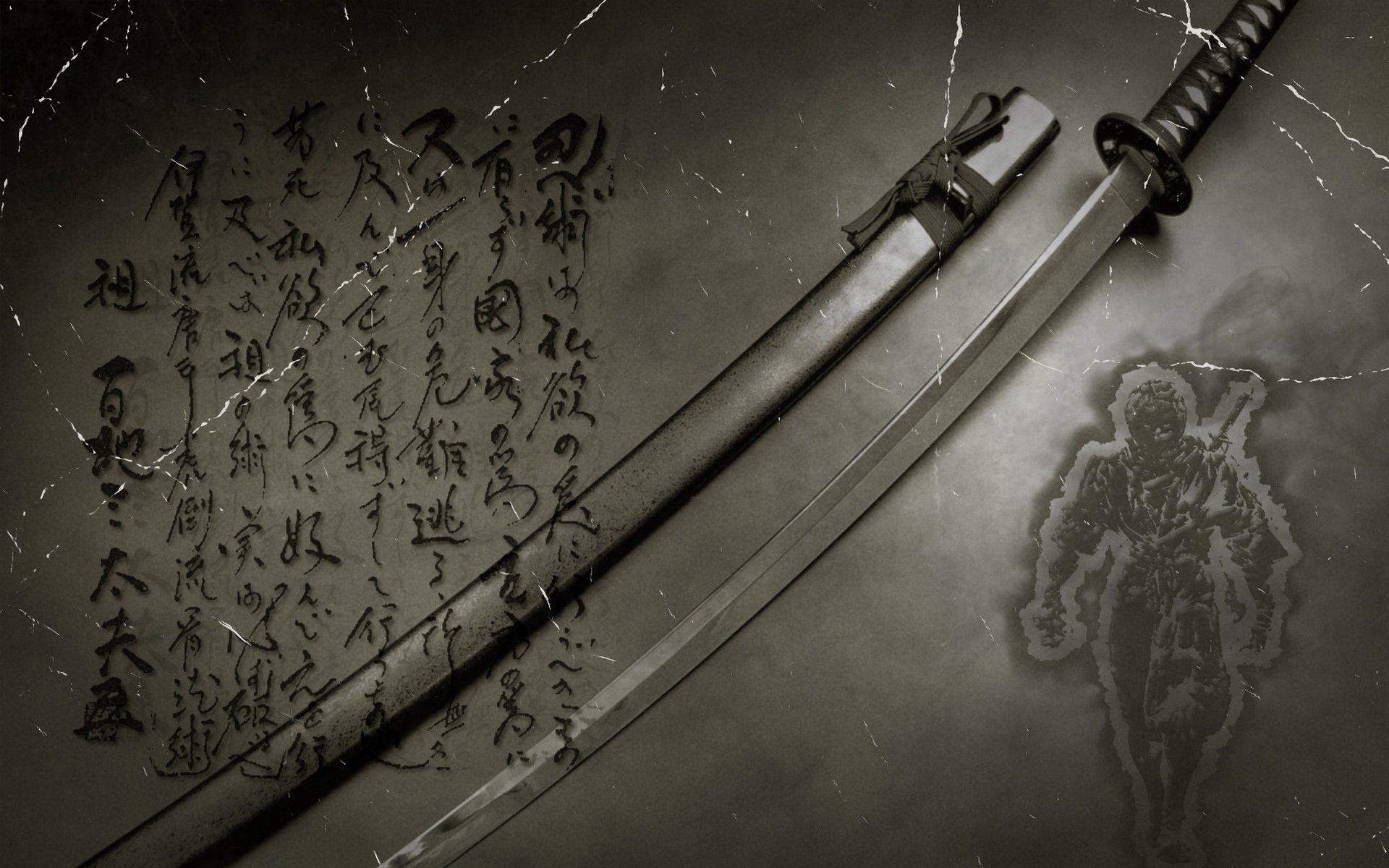 ninjas, katana, gray, samurai, japanese, kanji, swords, inscription