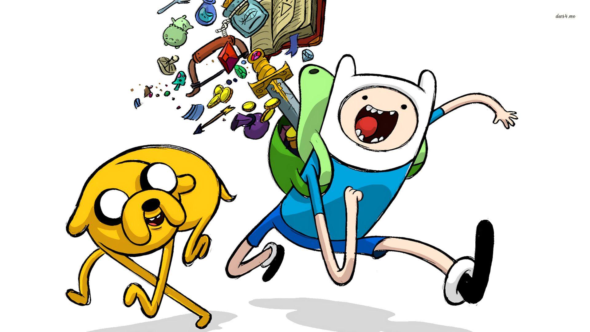 Adventure Time with running Finn and Jake wallpaper
