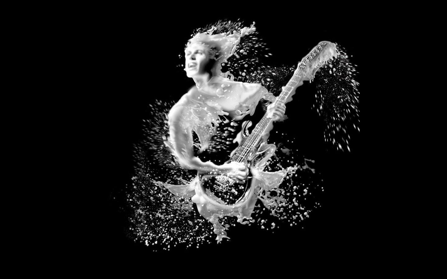 Ice Guitar man in Black background Wallpaper Zone