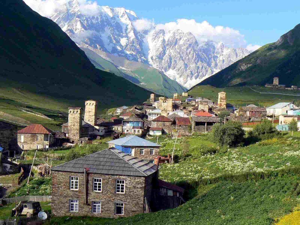 Caucasus Mountains Georgia Ushguli And Shkhara Mountains Highest