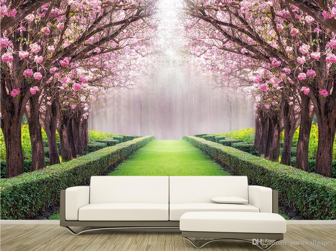 Luxury European Modern Beautiful Scenery Flowers And Trees Mural 3D