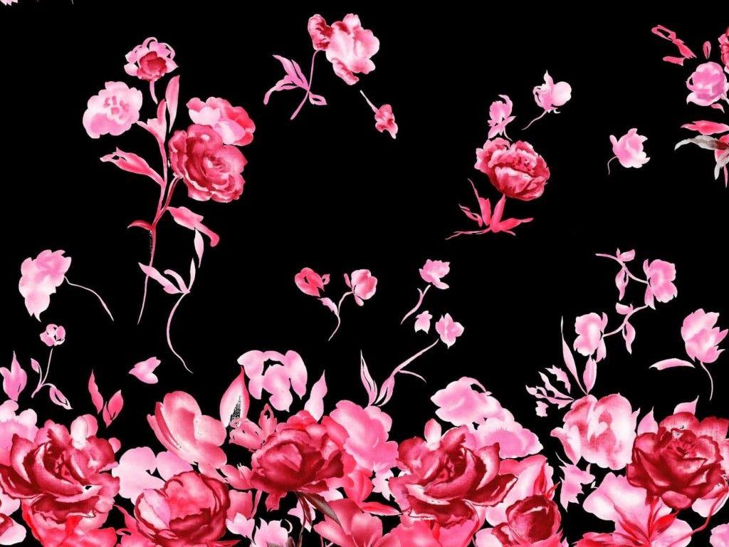 Pink And Black Floral Wallpapers Wallpaper Cave