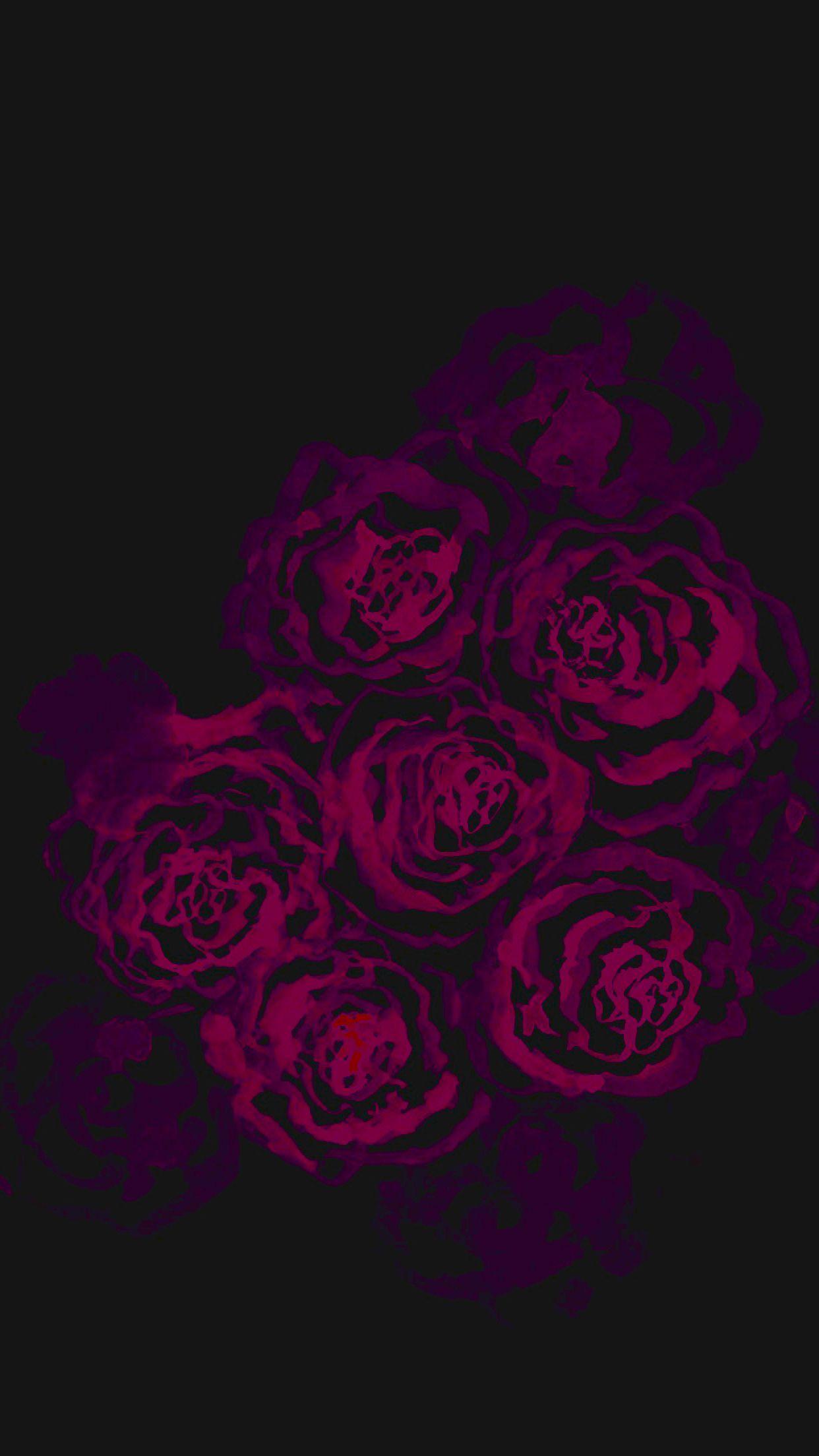 Black red magenta purple watercolour roses iphone wallpaper phone