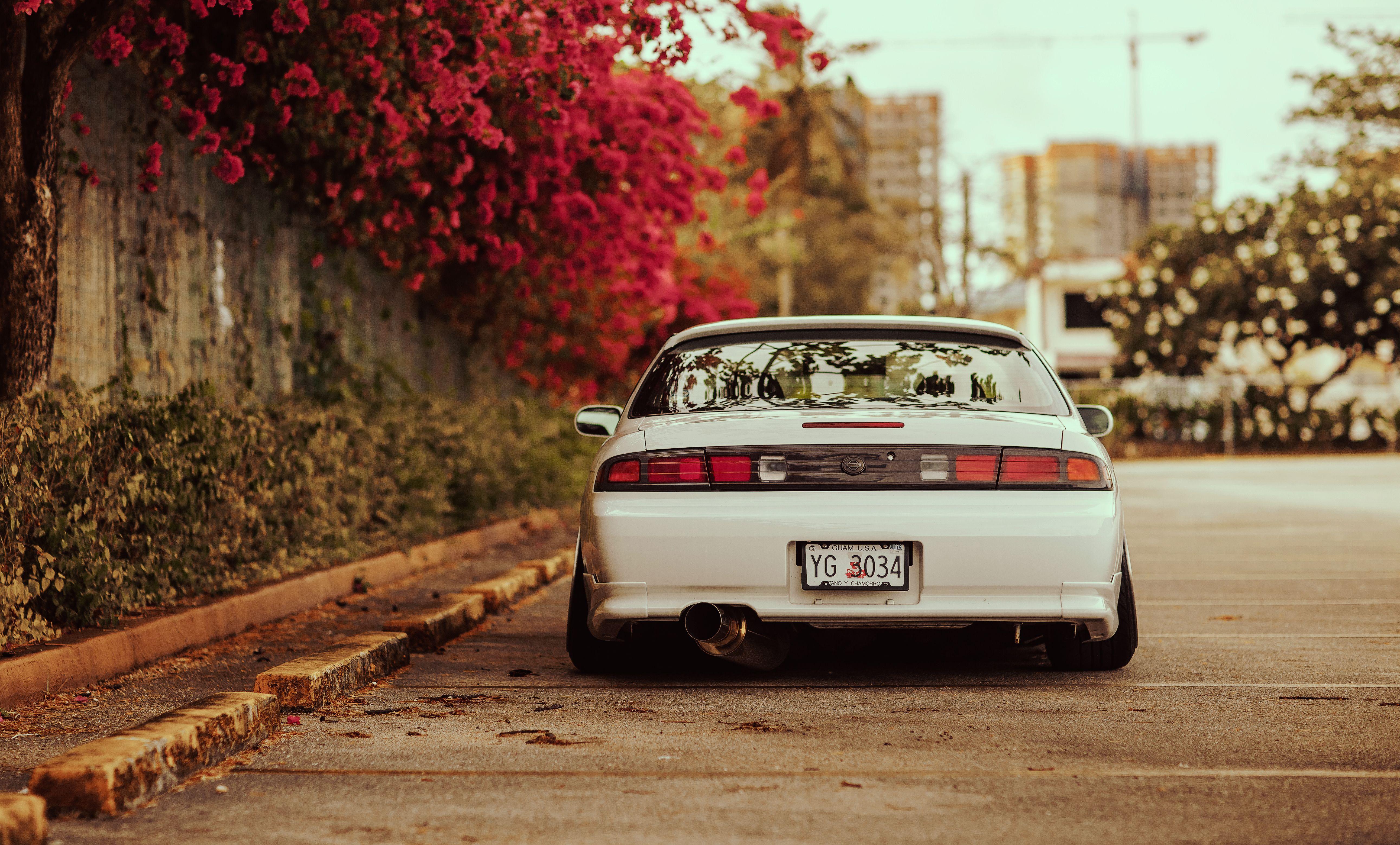 Picture Nissan Silvia S14 stance White Cars Back view 5167x3118
