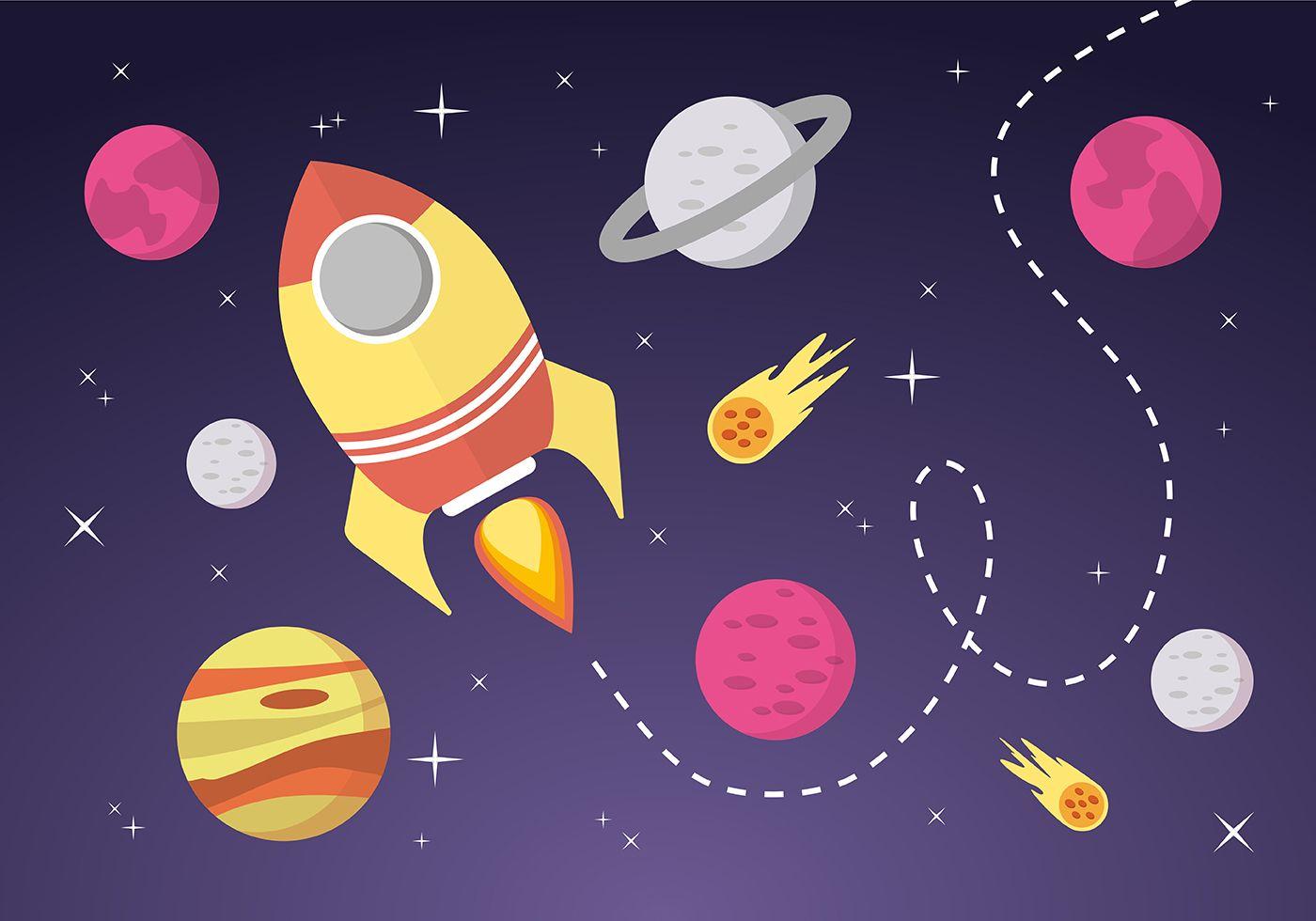 Space Landscape Vector Background Free Vector Art, Stock