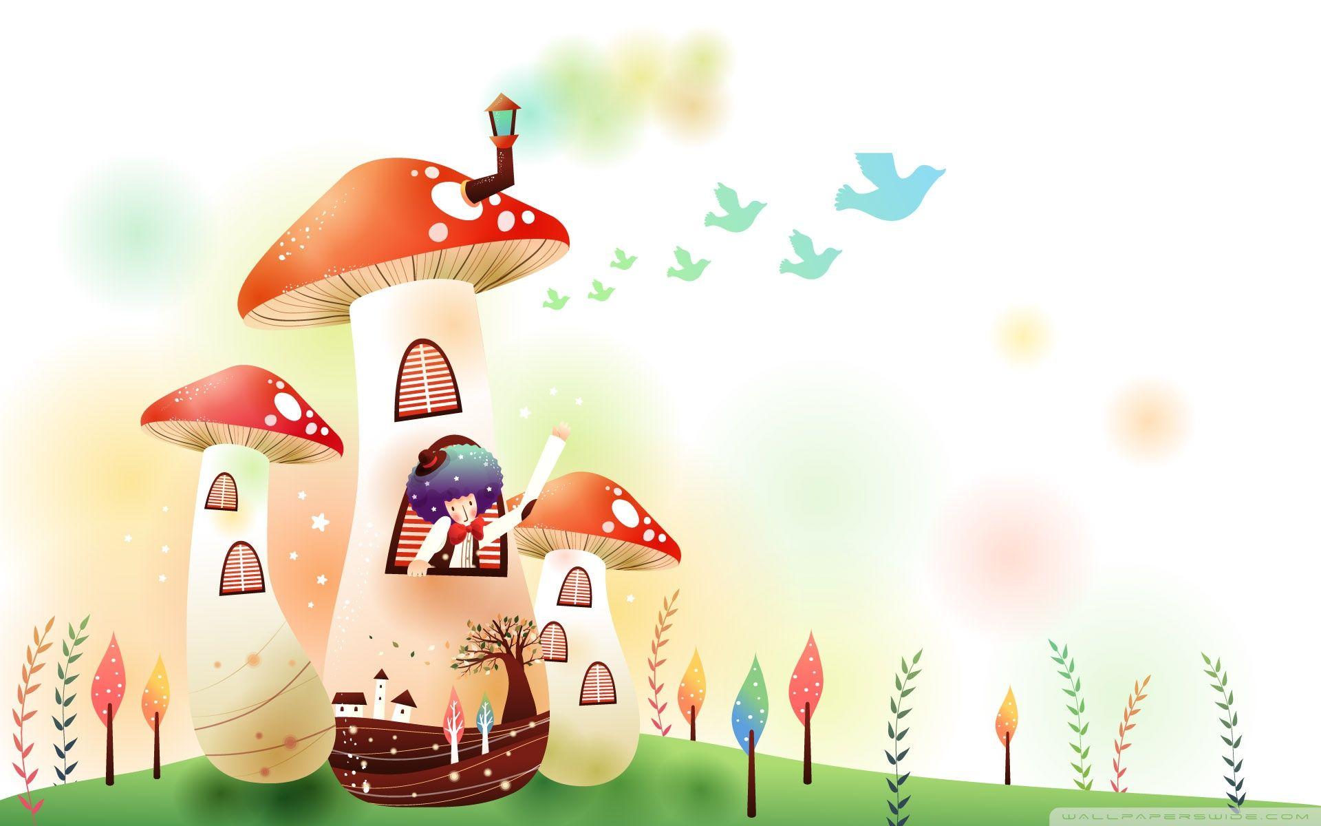 Childhood Fairytales Mushroom House ❤ 4K HD Desktop Wallpaper