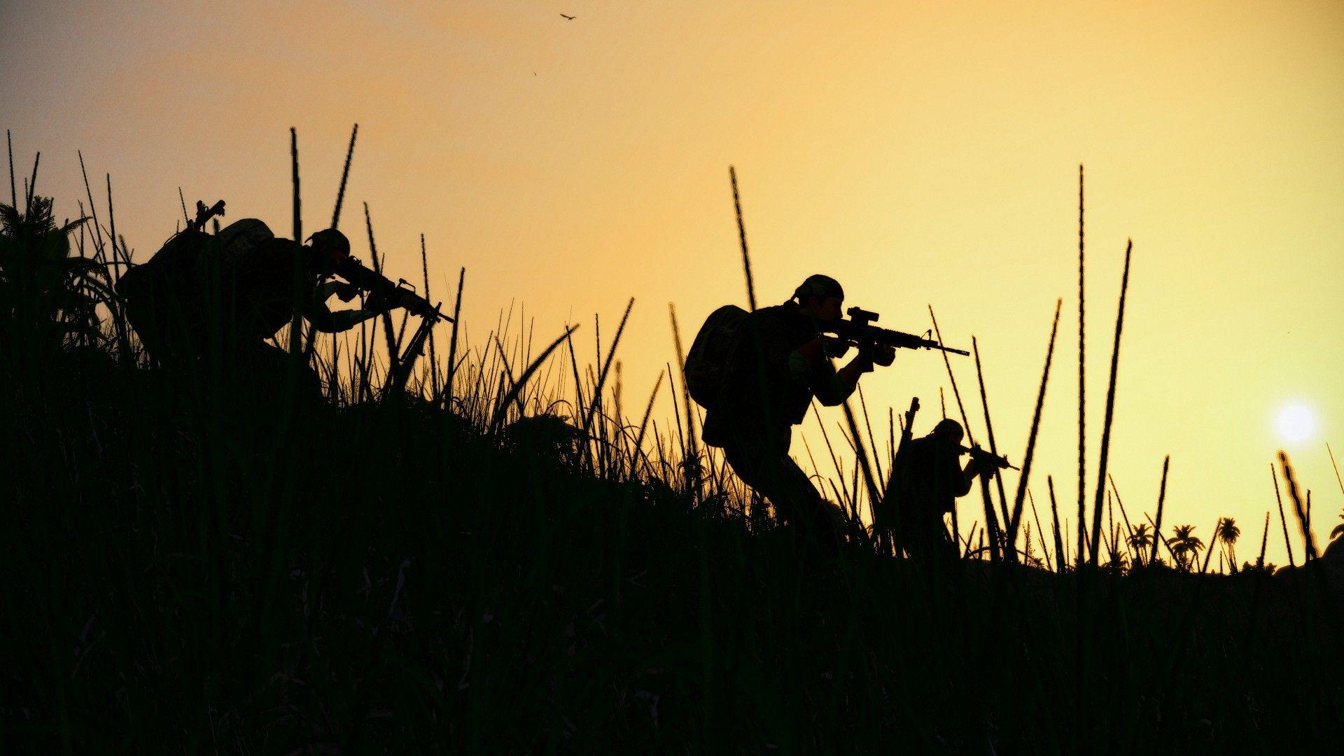 Soldiers military silhouettes wallpaper