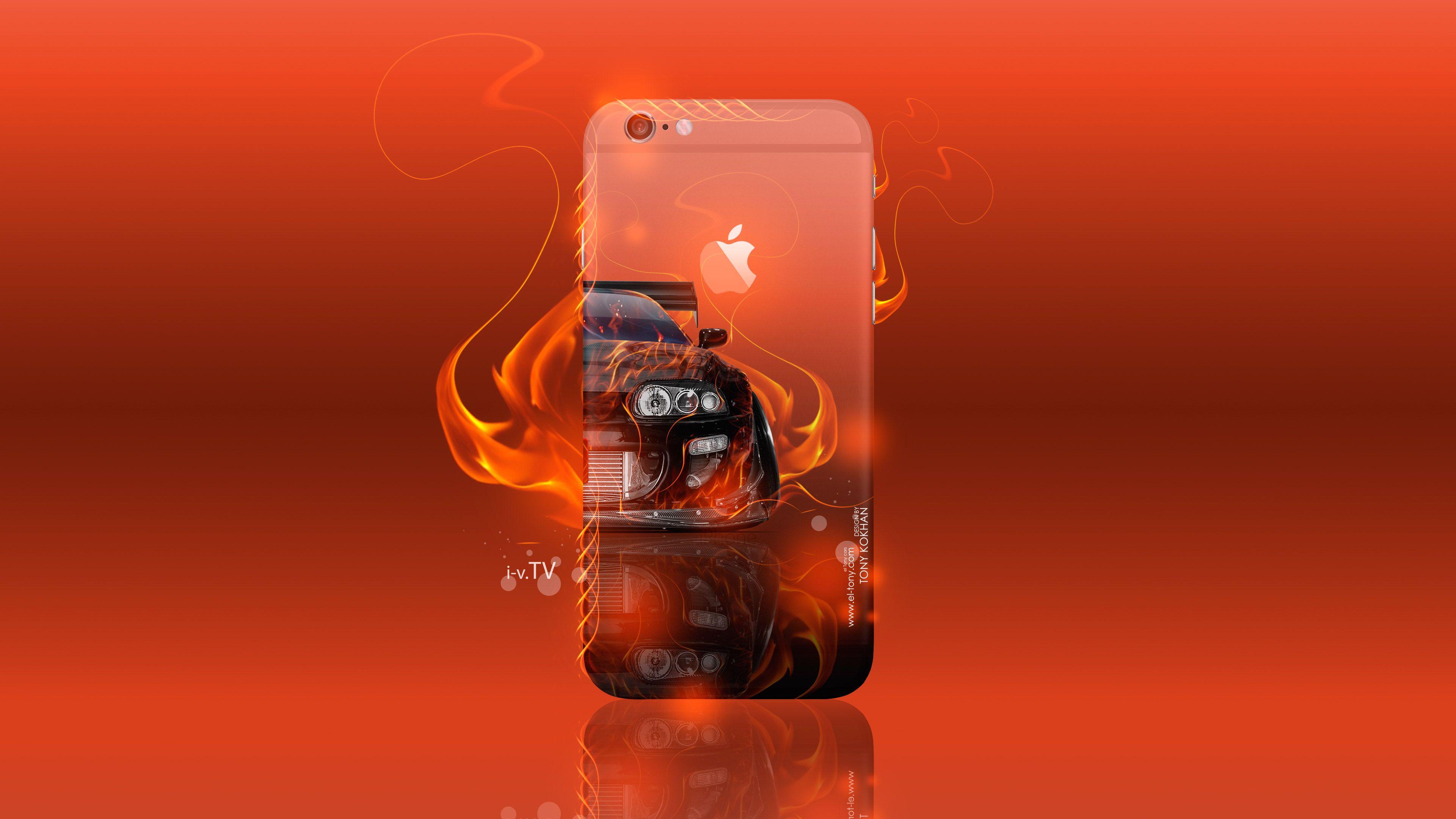 Apple iPhone 6 Plus Toyota Supra JDM Tuning Front Fire Car 2016. el