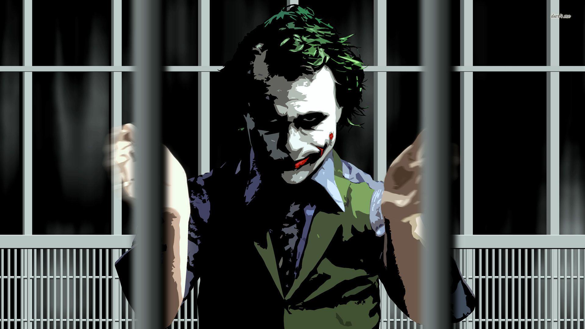 The Joker behind bars from The Dark Knight wallpaper