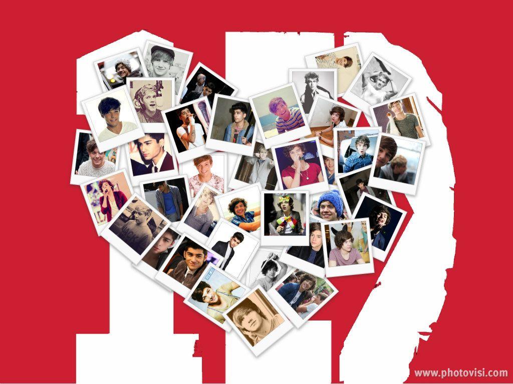 1D Heart Collage Wallpaper