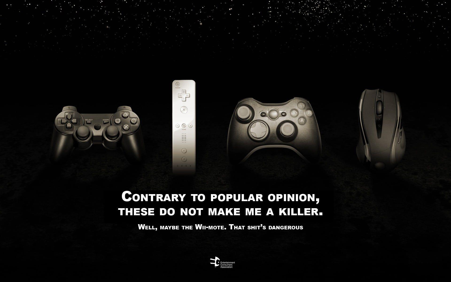 Black Sony PS3 controller and black Xbox One controller, humor, video games, PlayStation Xbox 360 HD wallpaper