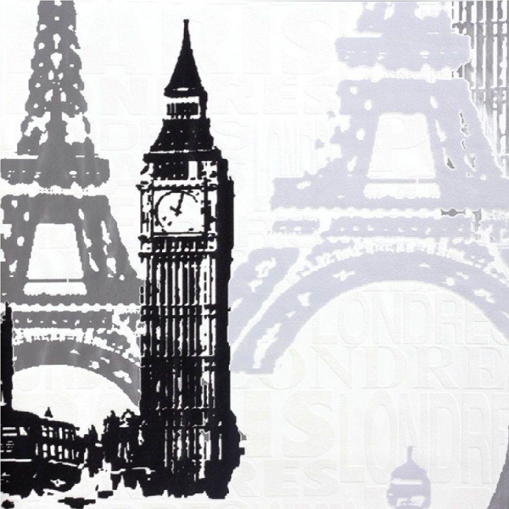Rasch London & Paris Wallpaper 734805 White Grey Silver. I