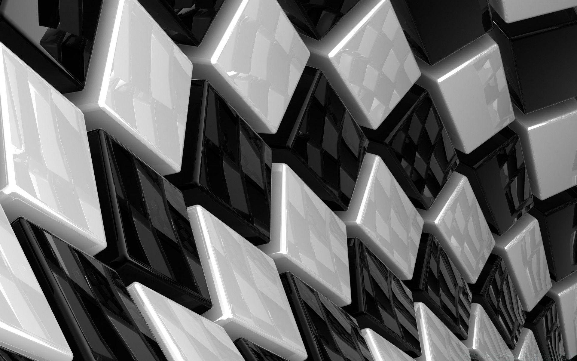 3D Cubes Black And White. iPhone wallpaper for free