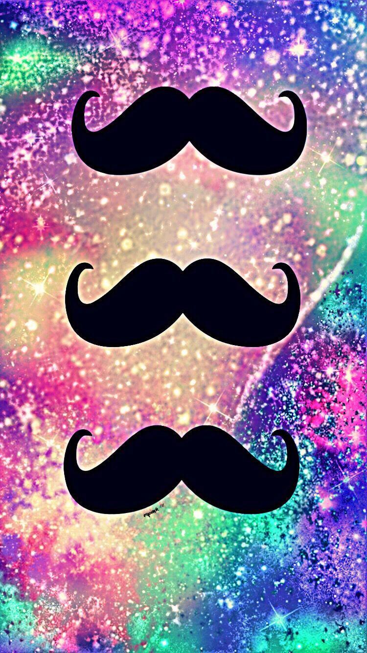 Cute Mustache Glitter Galaxy Wallpaper. Heart wallpaper, Butterfly wallpaper, Galaxy wallpaper