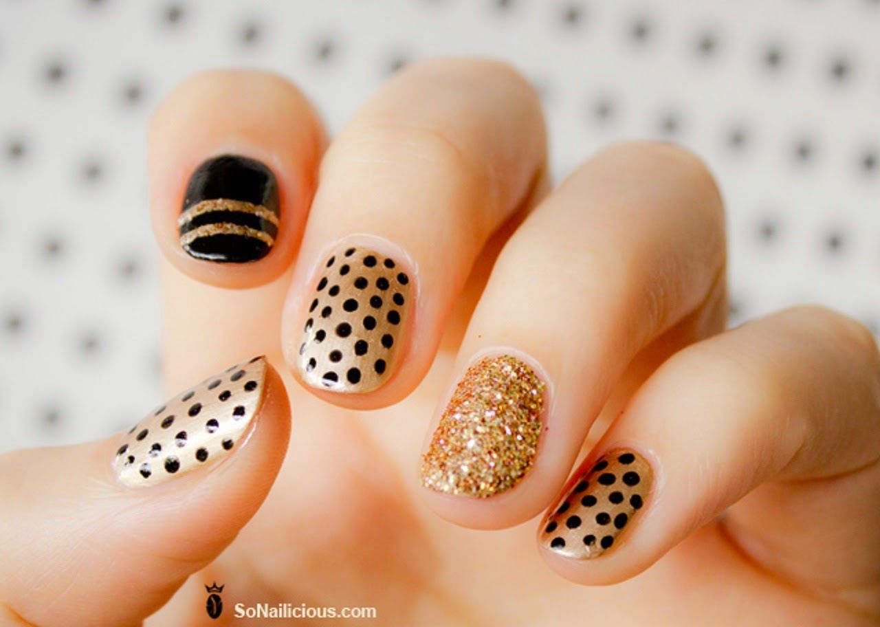 Beautiful Nails Art Wallpaper. Dot nail designs, Polka dot nail art designs, Gold nail designs
