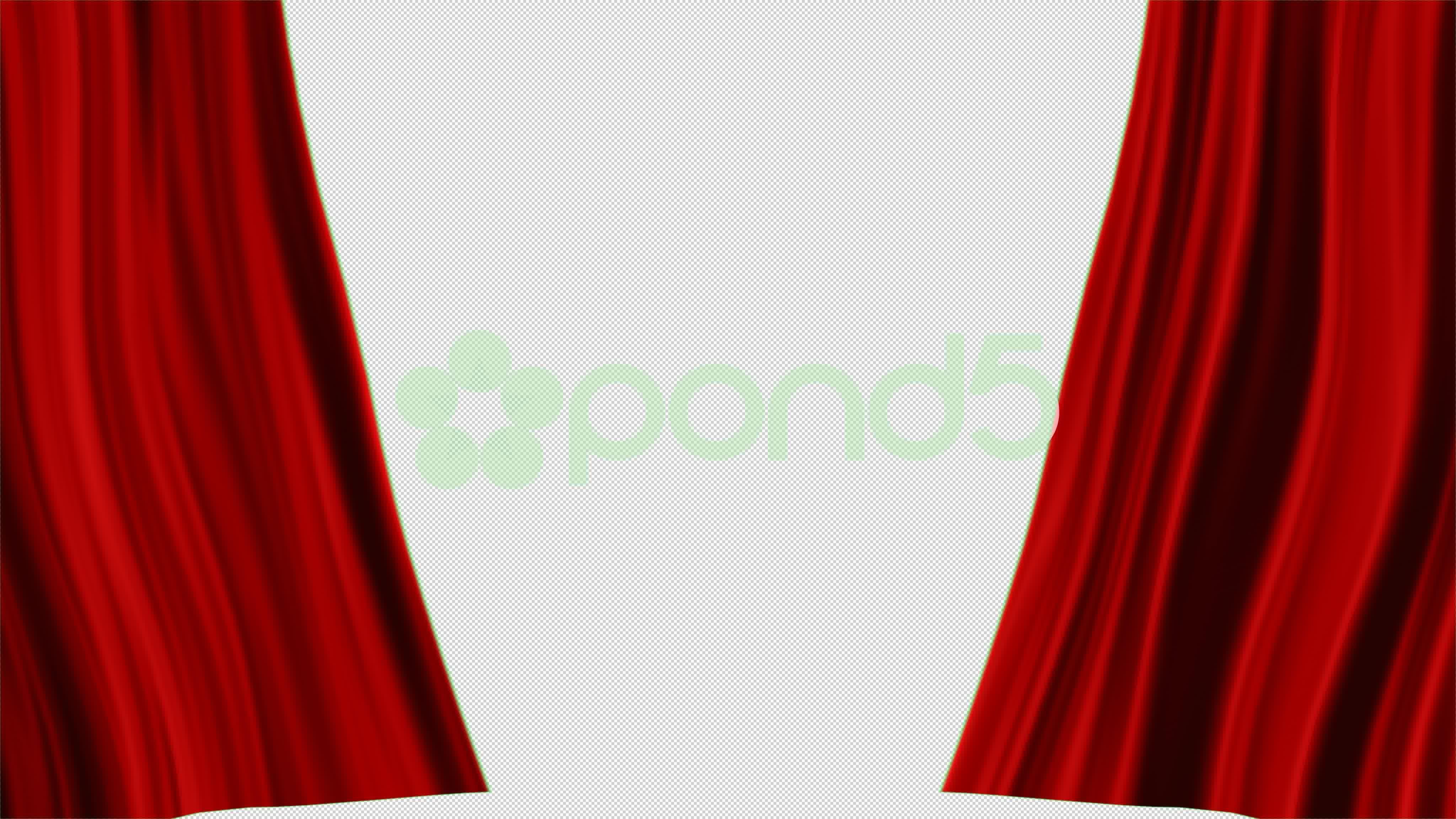 Red Curtains open, alpha channel, transparent background Clip
