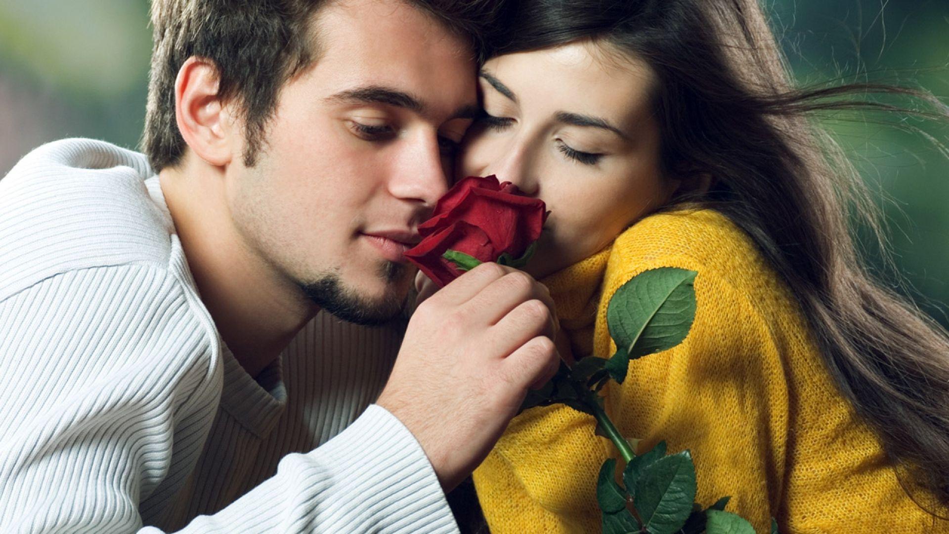 Download Wallpaper 1920x1080 couple, romance, love, roses, hugs Full