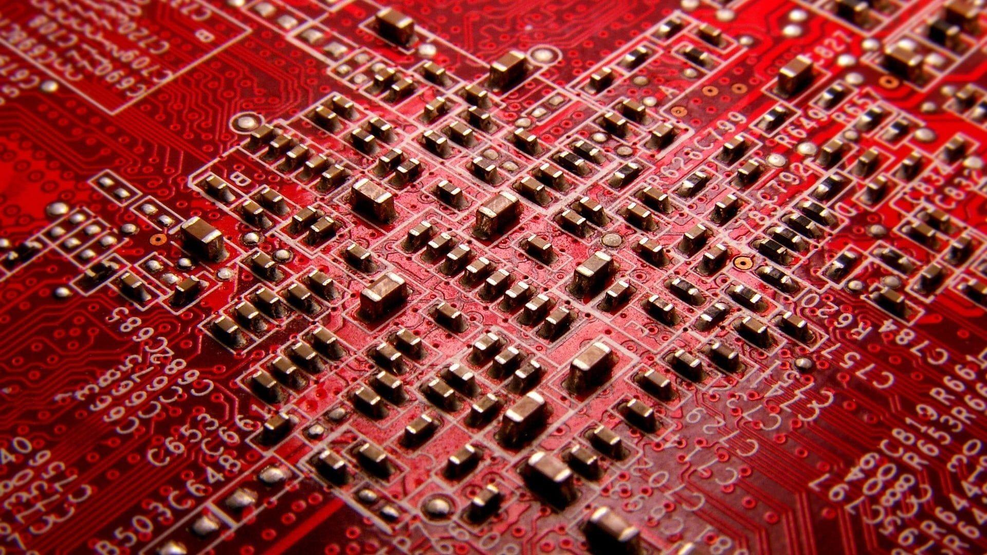 Red and black circuit board HD wallpaper