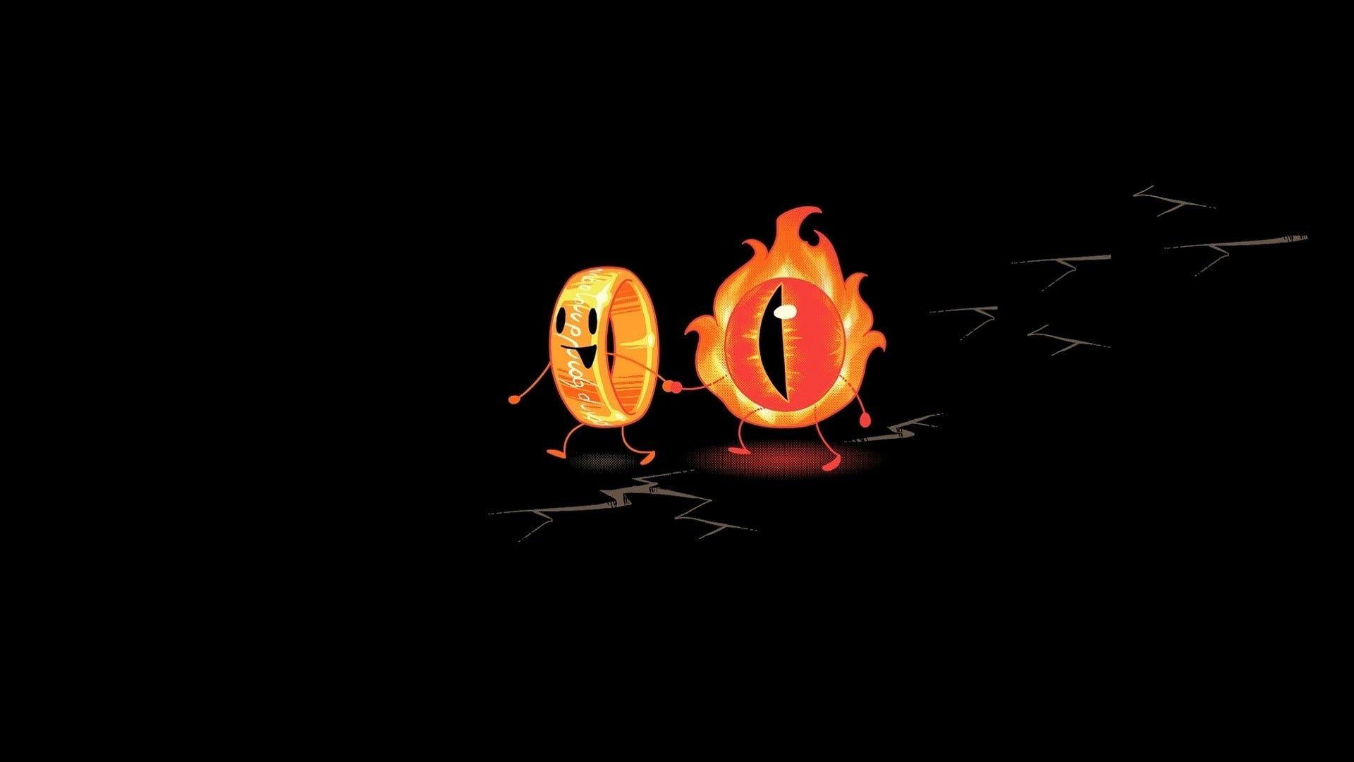 Two eye and ring illustration, The Lord of the Rings, Sauron