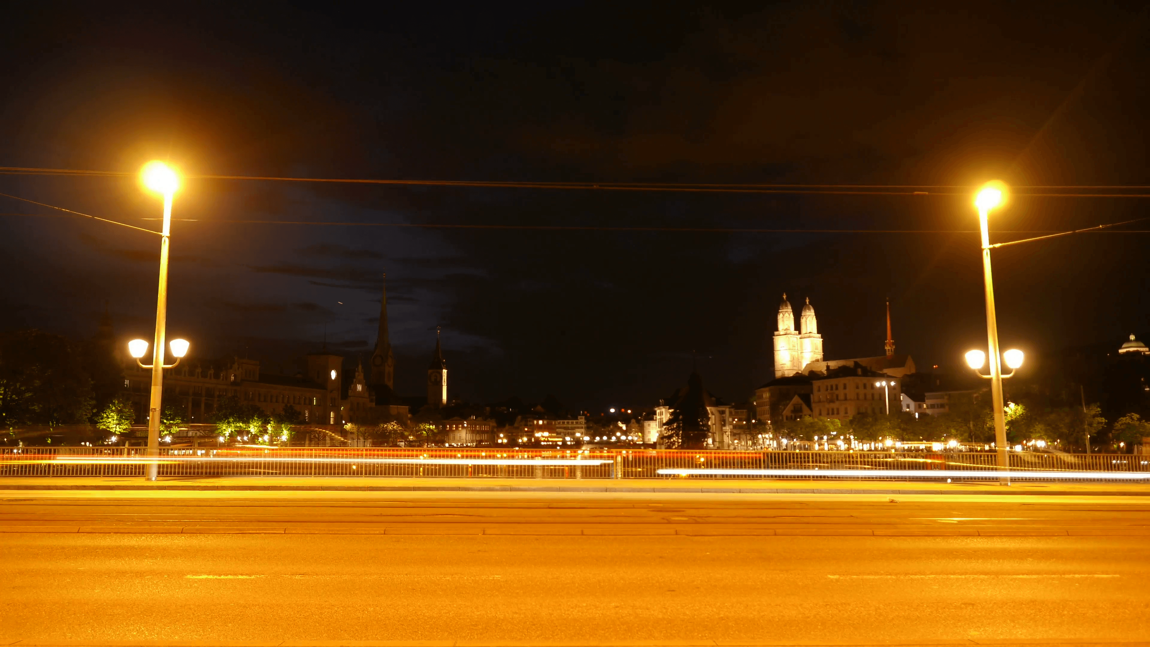 time lapse. night city traffic. cars street lights. 4K background