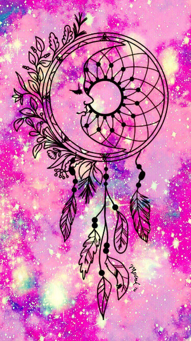 Pink Galaxy Moon Dreamcatcher IPhone Android Wallpaper #dreamcatcher