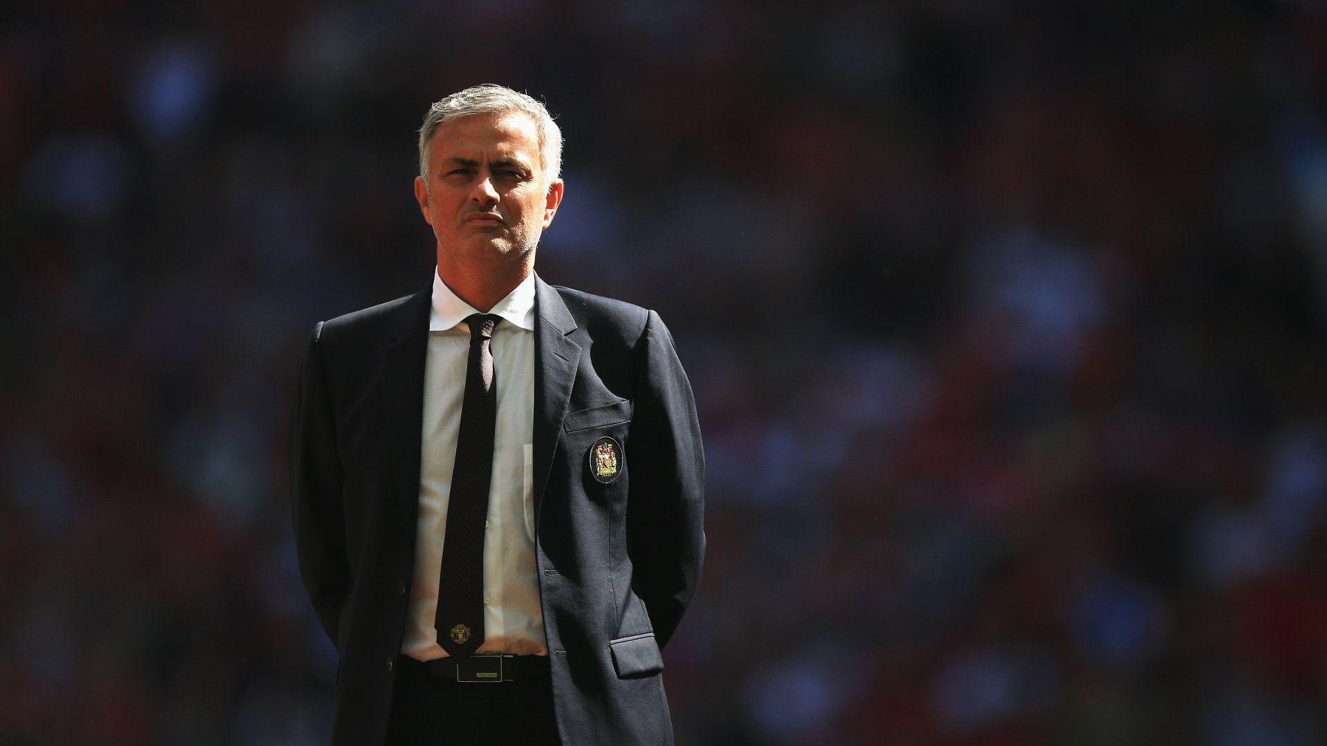 José Mourinho Watches On During The Charity Shield Season Opener Vs