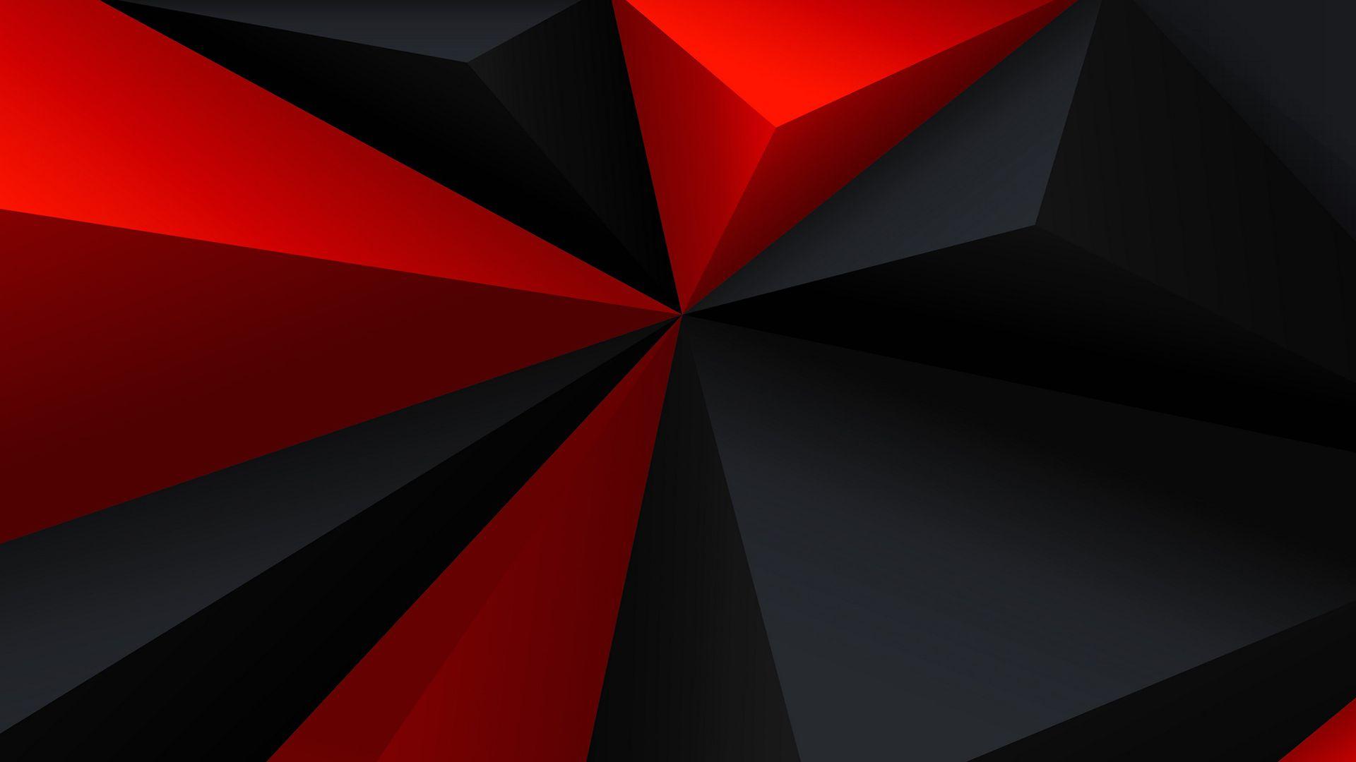 Red Black 3D Polygons Wallpaper