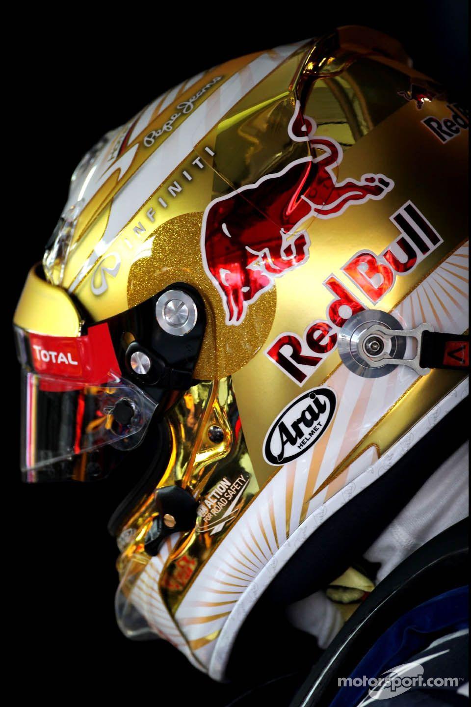 Sebastian Vettel's new gold helmet design