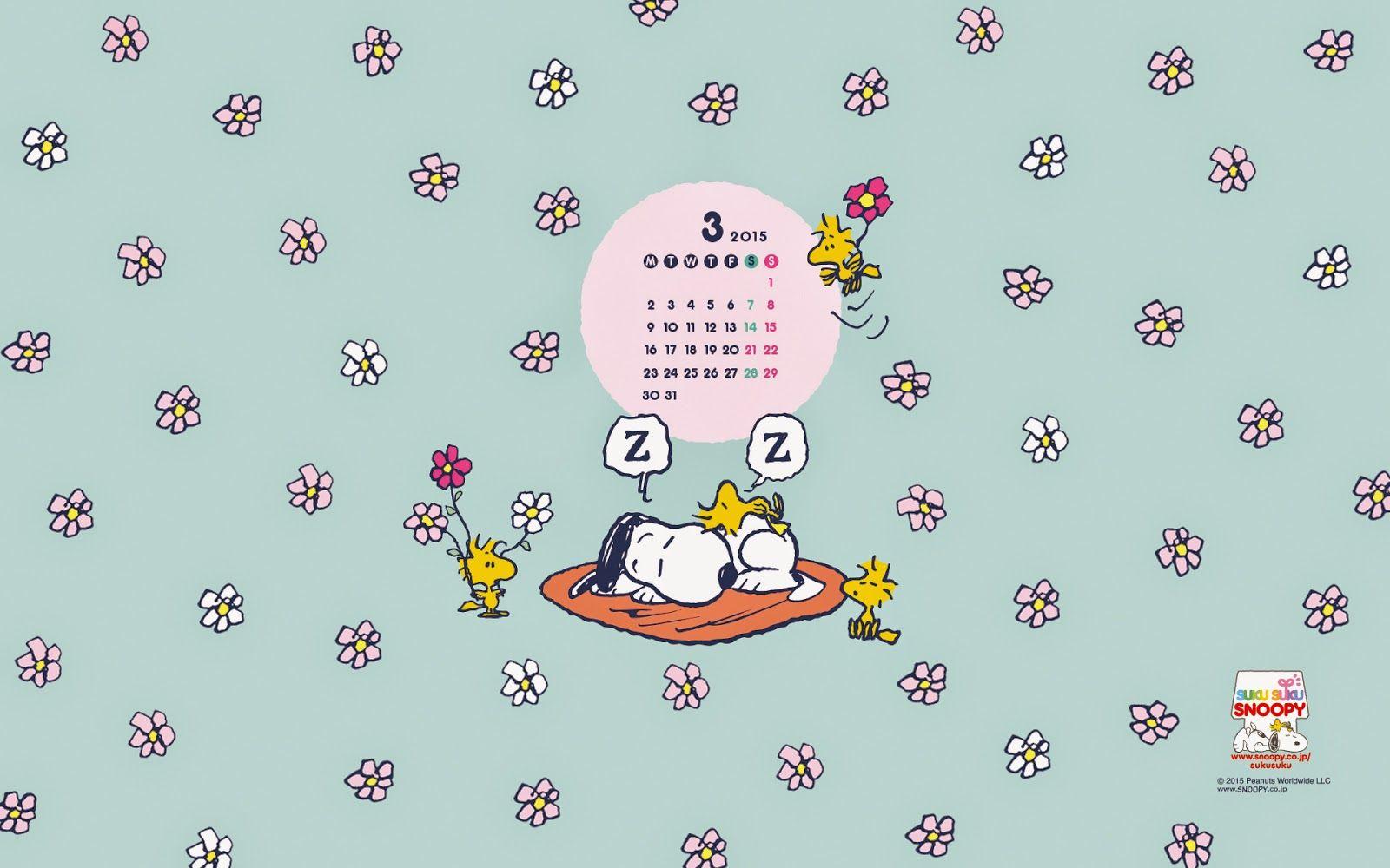 I love Kawaii: Snoopy March 2015 Wallpaper Calendar