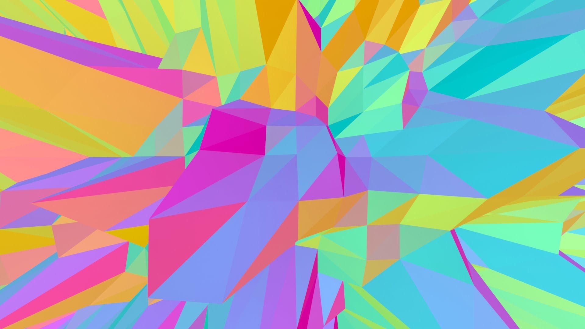 Dancing moving rainbow triangles animated background