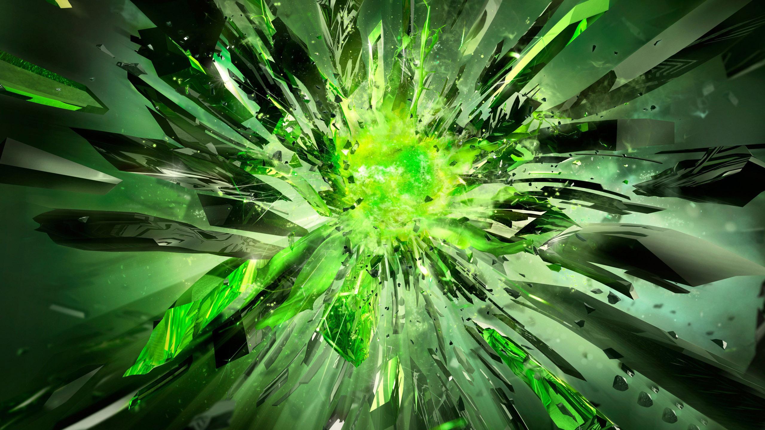 HD Green shattered glass Wallpaper