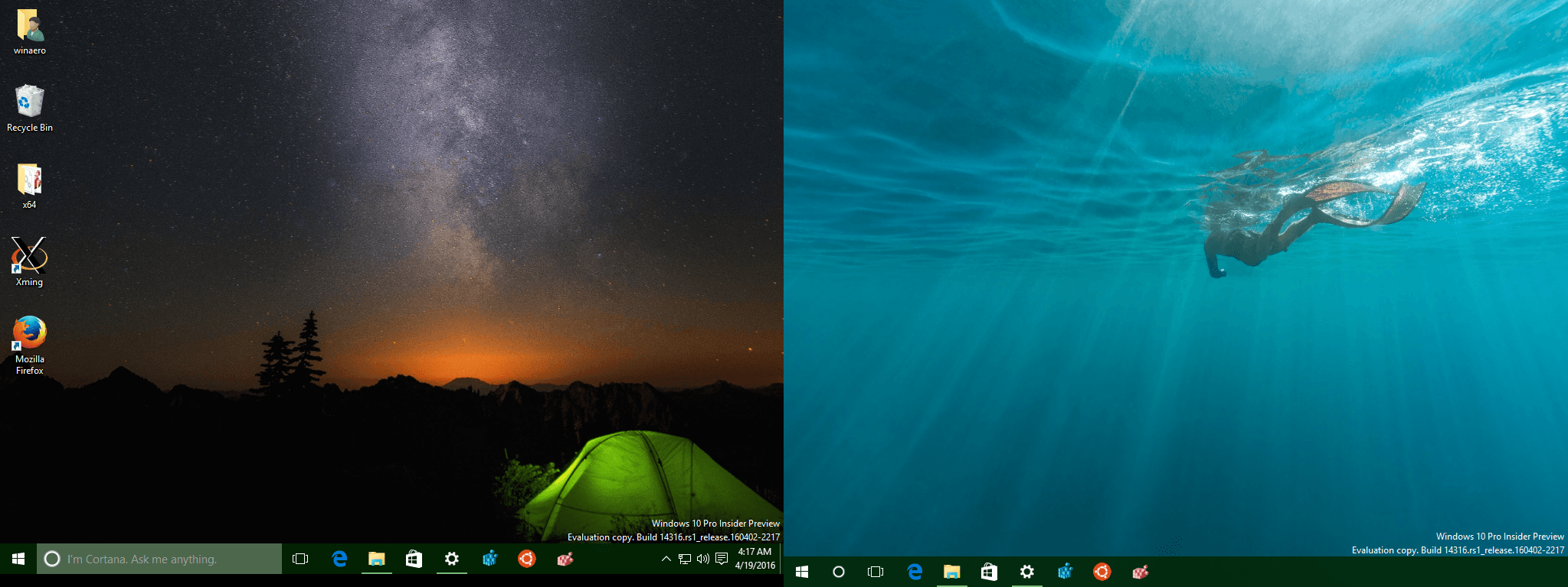 Set different wallpaper per display in Windows 10