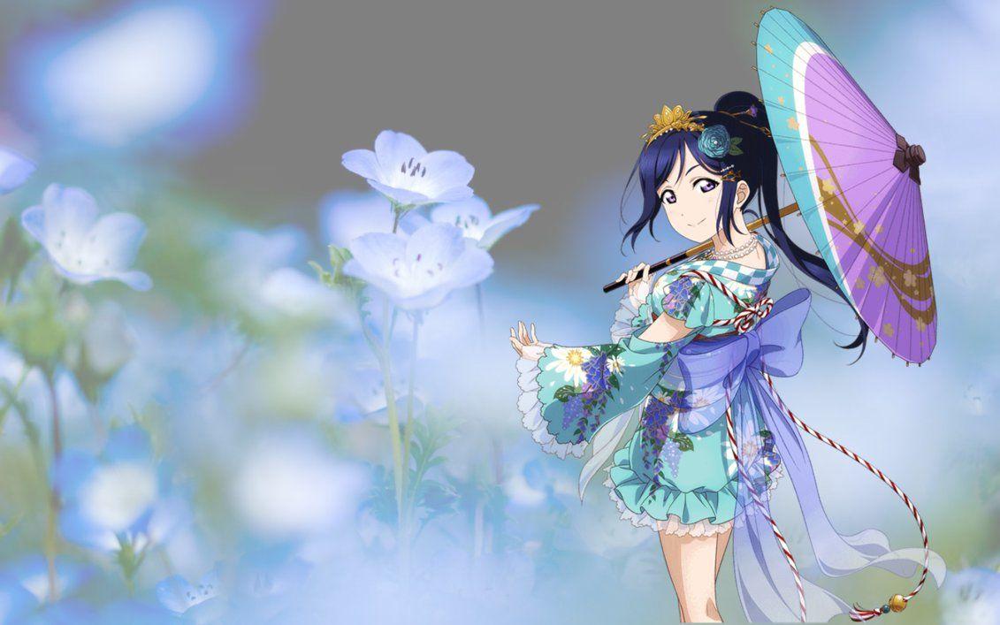 Kanan Matsuura Kimono Set Wallpaper Pastel Flowers