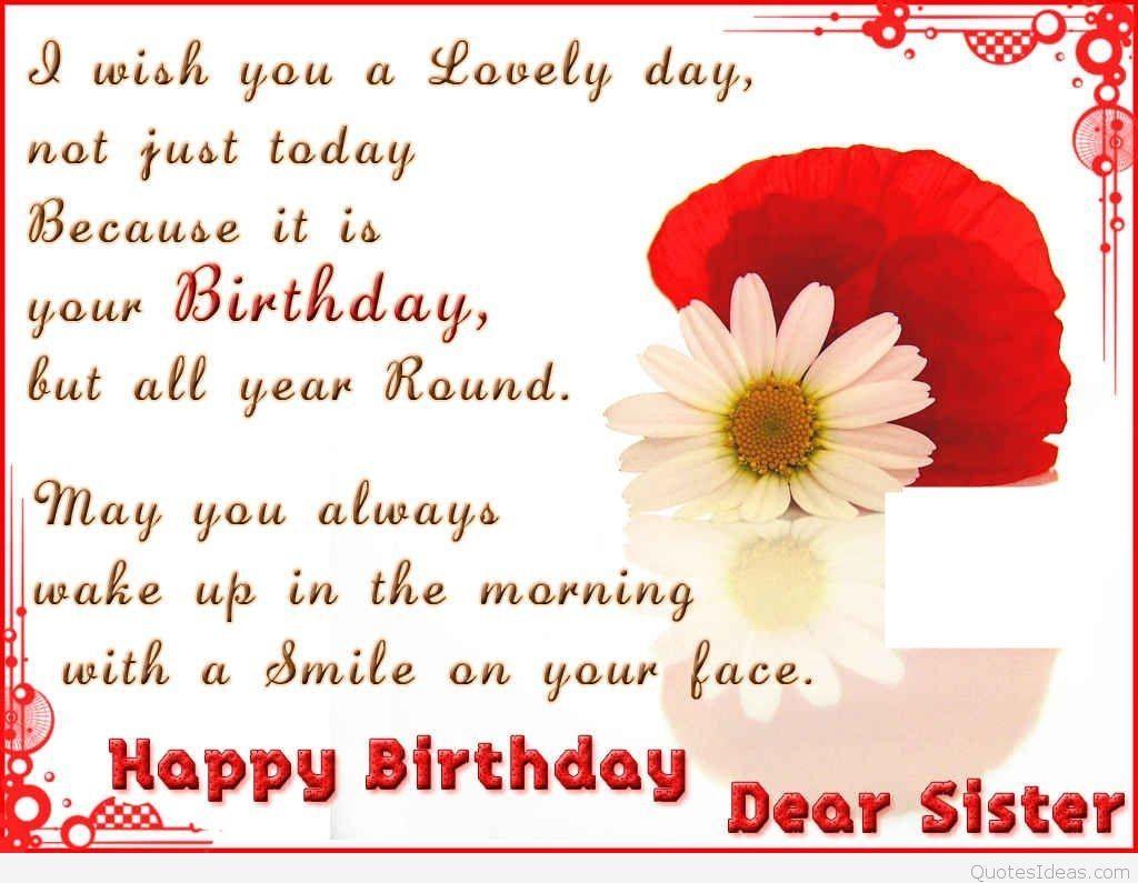 Dear Sister Happy Birthday quote wallpaper