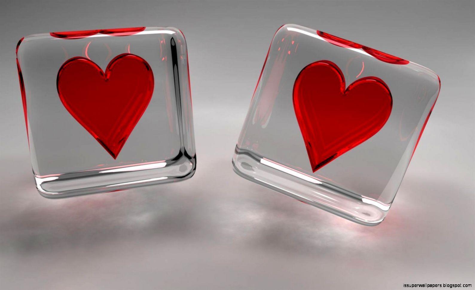 3D Two Love Heart Wallpapers