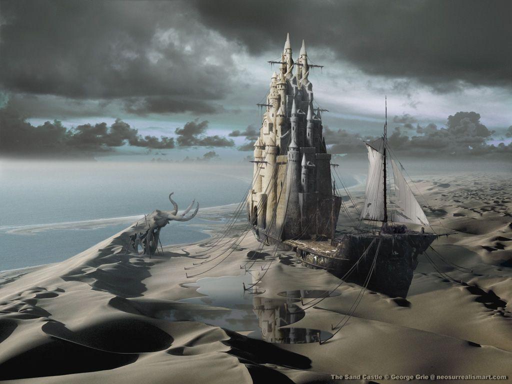Surreal fantasy art 3D wallpaper: The Sand Castle 3D wallpaper